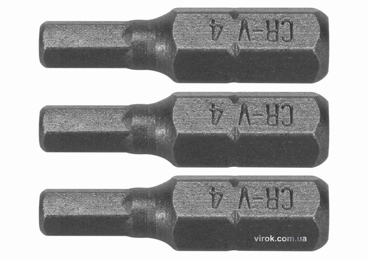 Насадка викруткова STHOR: HEX H4 x 25 мм, HEX 1/4", Cr-V, 3 шт