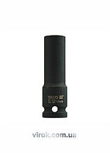 Головка торцева ударна 6-гранна YATO : подовжена, квадрат 1/2", М= 13 мм, L= 78 мм [30/120]