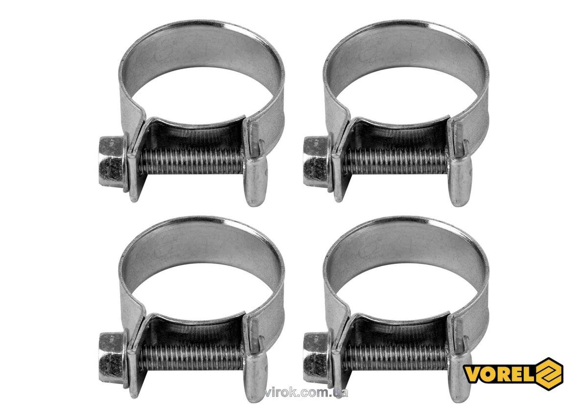 Хомут сталевий, з гвинтовим затискачем W1 VOREL : Ø= 20-22/ 9 мм, оцинкований, 4 шт.