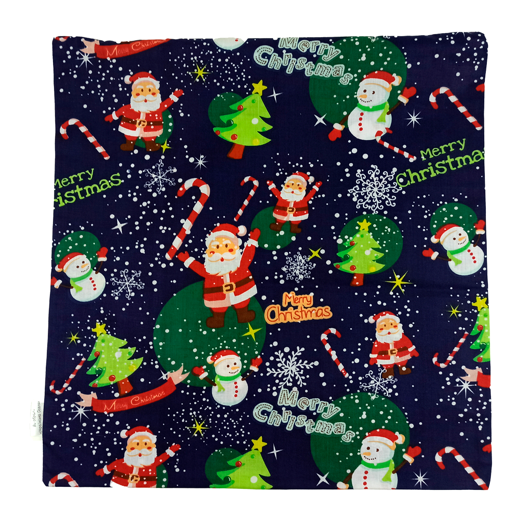 Подушка, 30*30 см, новорічна, (бавовна), (дід мороз з посохом на синьому)