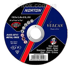 Диск відрізний по металу і нержав. сталі тм "NORTON VULCAN"; Ø= 125х22,2 мм, t= 1,0 мм