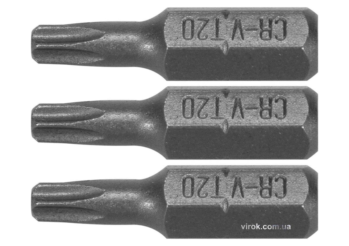 Насадка викруткова STHOR: TORX T20 x 25 мм, HEX 1/4", Cr-V, 3 шт