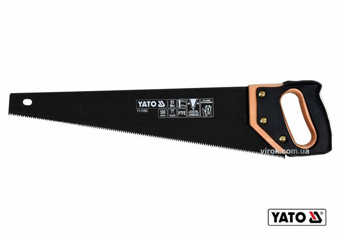Ножівка по дереву YATO : L= 500 мм, 7 зубів/1", полотно t= 1 мм, покрите PTFE, фото 1