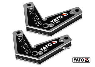 Кутники магнітні для зварювання YATO: кут: 60°, 90°, 120°, сталеві, сила утримування- 10 кг, 2 шт