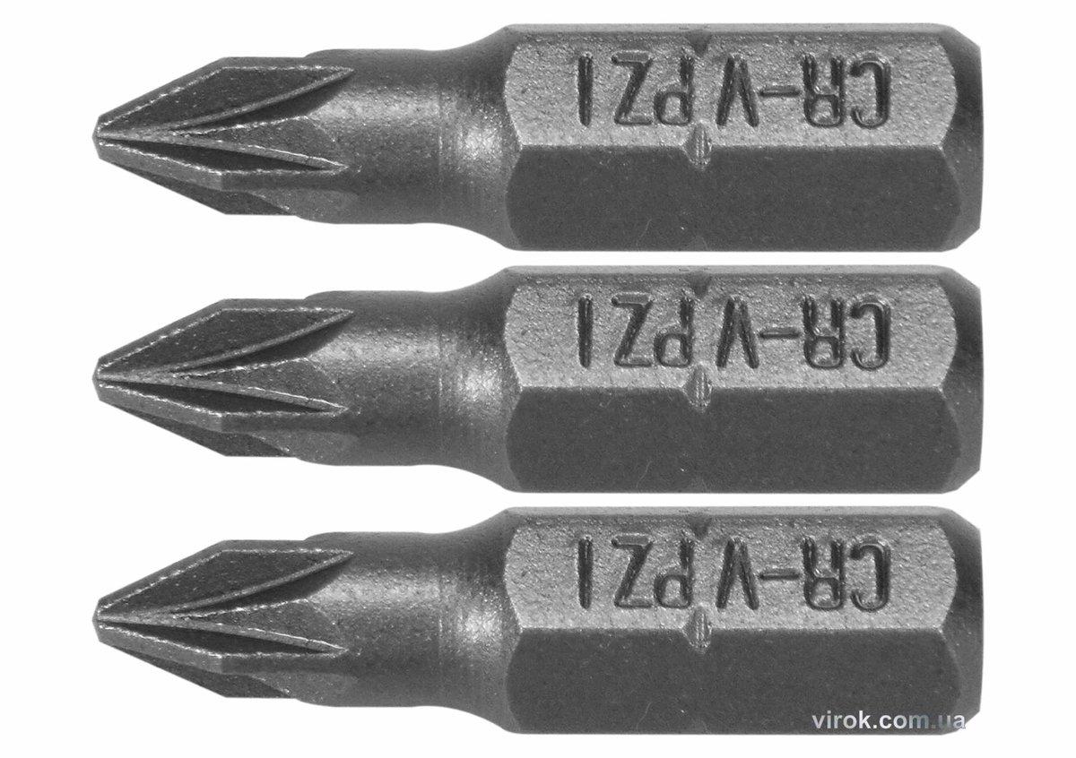 Насадка викруткова STHOR : Pozidriv PZ1 x 25 мм, HEX 1/4", Cr-V, 3 шт
