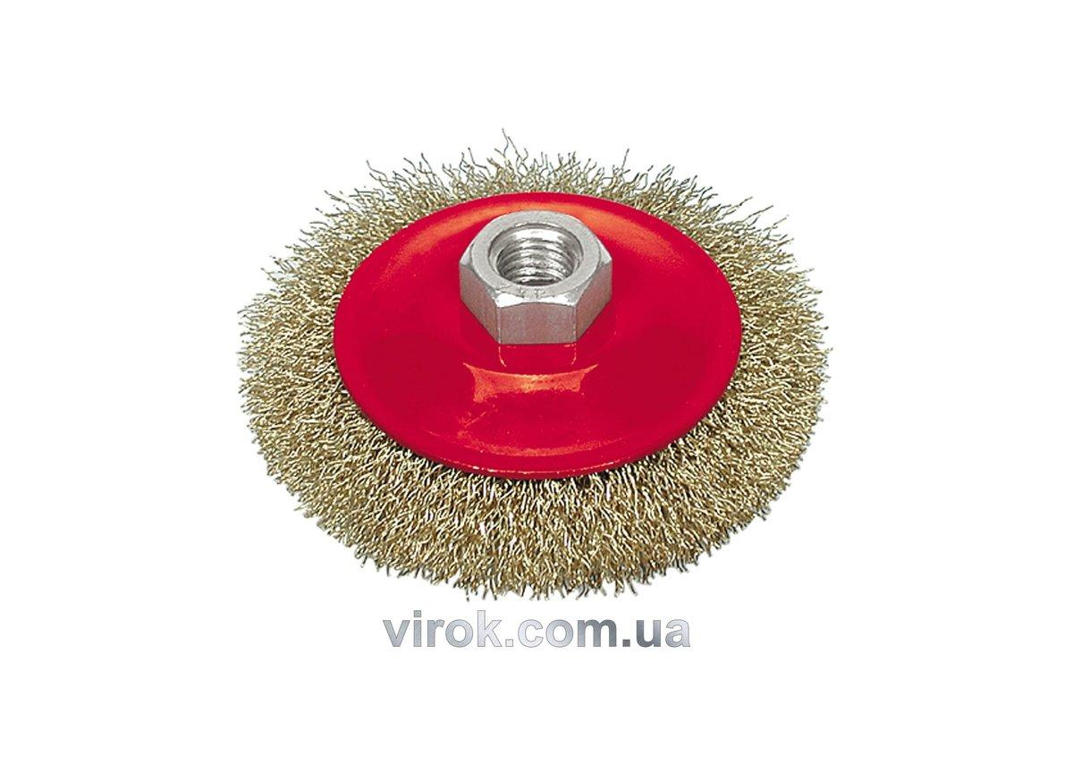 Щітка - крацовка VOREL плоска з гайкою М14, Ø-100мм [12/72]