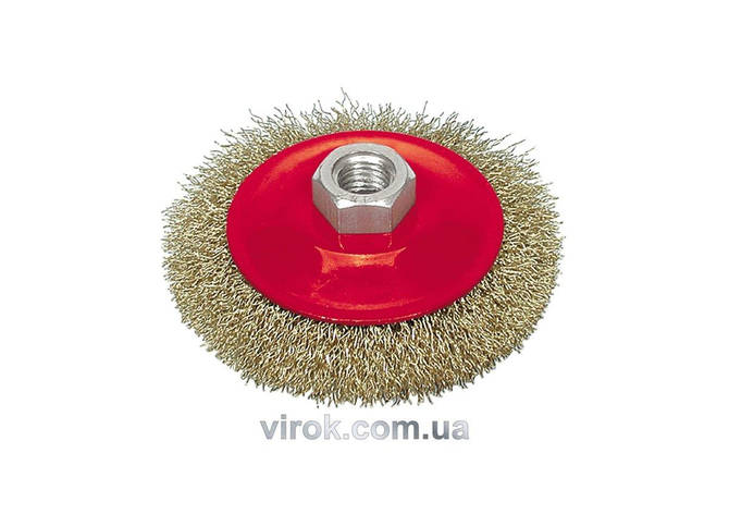 Щітка - крацовка VOREL плоска з гайкою М14, Ø-100мм [12/72], фото 1