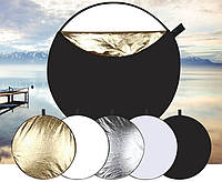 Отражатель для фото рефлектор диаметром 80см 5 в 1 золотой/серебро/белый/прозрачный/черный Puluz PU5112