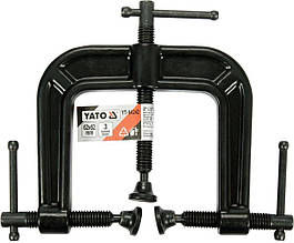 Струбцина з 3 гвинтовими затискачами YATO, тип "С", 62х 62 мм