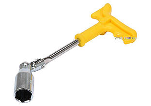 Ключ до свічок двигунів шарнірний VOREL : М16, пластикова ручка, l= 260 мм