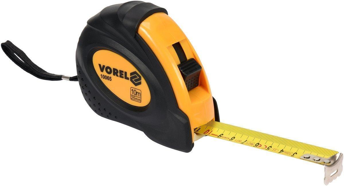 Рулетка з метричною шкалою VOREL : l= 10 м, w= 25 мм, 2 фіксатори