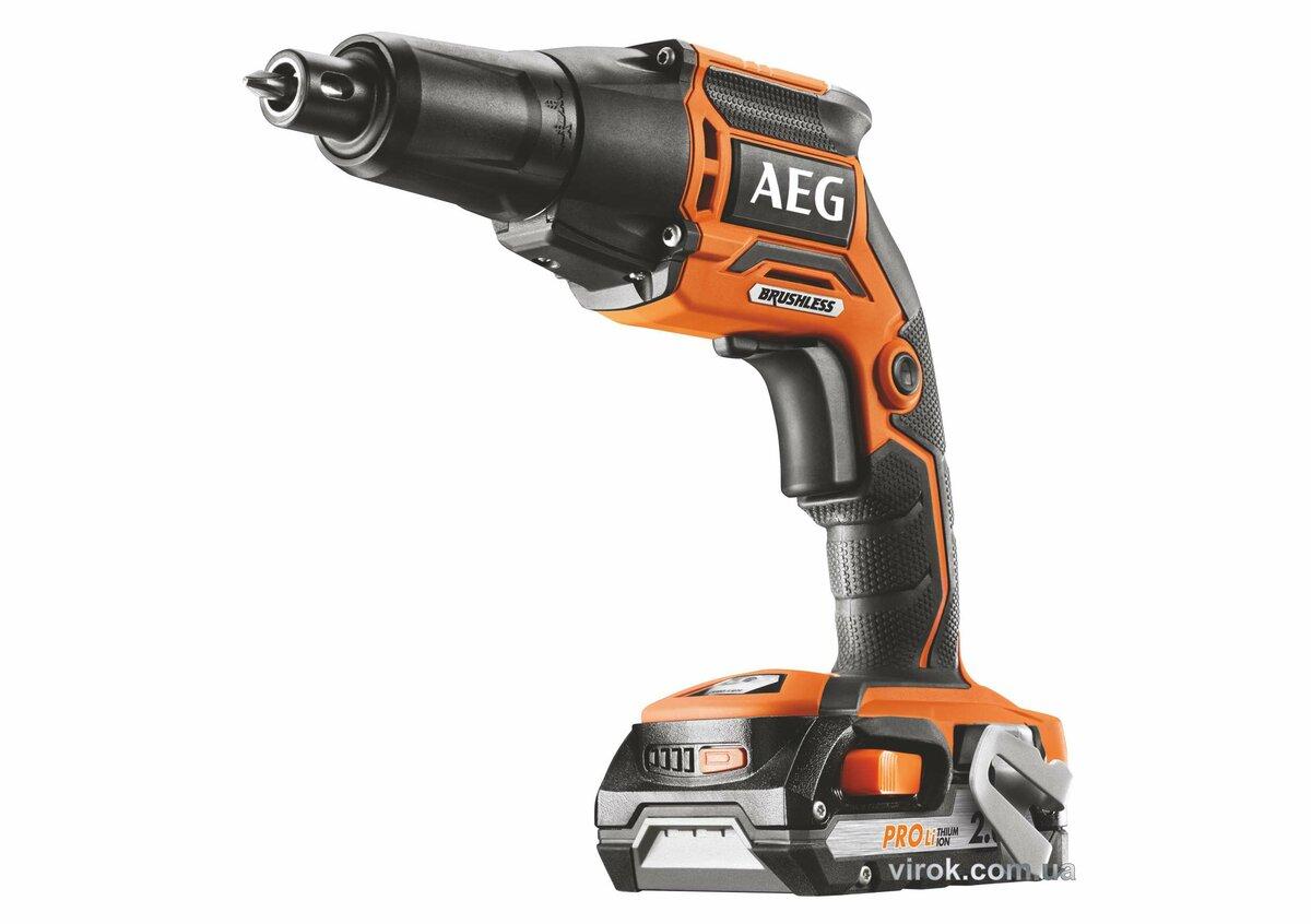 Шуруповерт-дриль акумуляторний AEG : 18В Li-Ion x 2, безщітк. 2 Агод, 5 Нм, 1/4" HEX + сумка (EX)