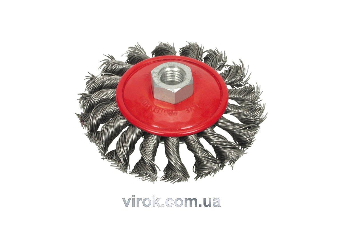 Щітка - крацовка VOREL плоска з гайкою М14, Ø-100мм підсилені [12/48]