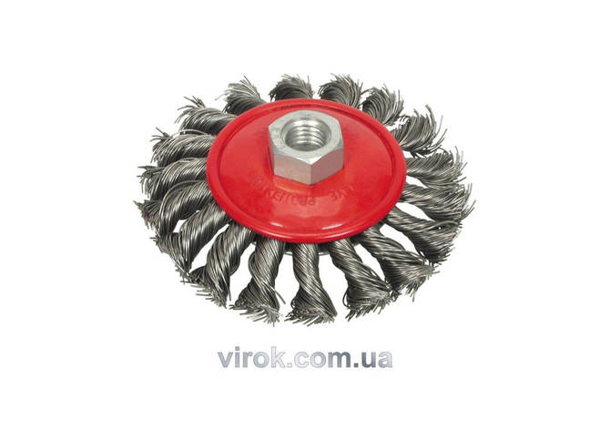 Щітка - крацовка VOREL плоска з гайкою М14, Ø-100мм підсилені [12/48], фото 1