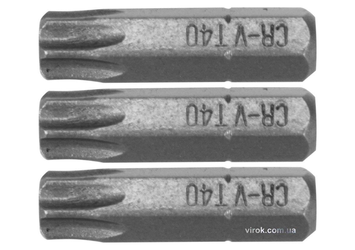 Насадка викруткова STHOR: TORX T40 x 25 мм, HEX 1/4", Cr-V, 3 шт