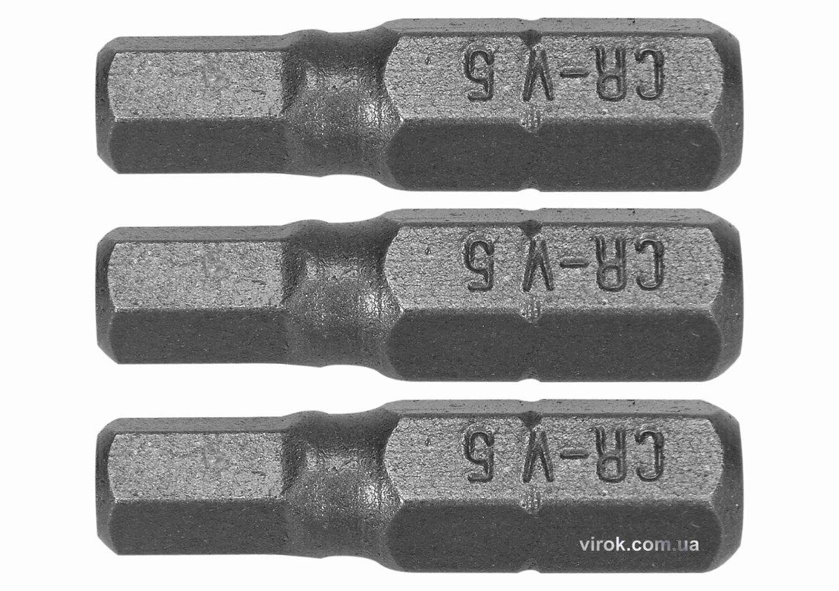Насадка викруткова STHOR : HEX H5 x 25 мм, HEX 1/4", Cr-V, 3 шт