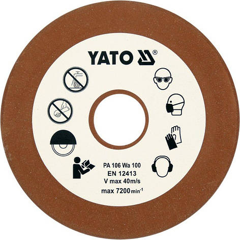 Диск точильний відрізних ланцюгів YATO, Ø= 108/23, t= 3,2 мм, G 100 з кераміки для верстата YT-84990, фото 1