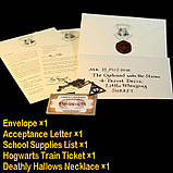 Карта мародерів, лист про прийом у Гоґвортс, кулон Дари Смерті, три монети в мішечку, квиток на Гоґвортс експрес, фото 8