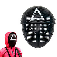Маска игра в кальмара "Треугольник - Охранник", черная карнавальная маска для игр | маска гра в кальмара (TI)
