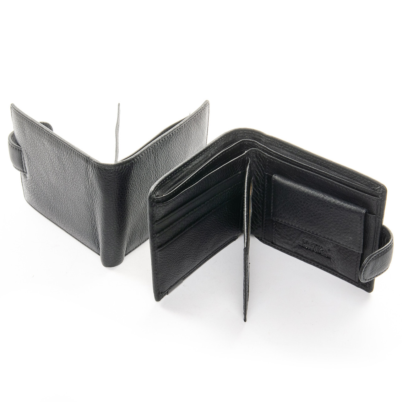 Гаманець портмоне чоловічий шкіряний чорний матовий на кнопці з вкладишем монетниця всередині Bretton M3602