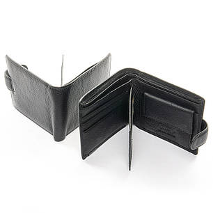 Гаманець портмоне чоловічий шкіряний чорний матовий на кнопці з вкладишем монетниця всередині Bretton M3602, фото 1