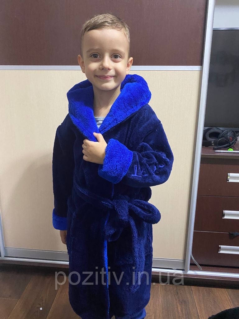 Халат махровий дитячий на хлопчика з капюшоном (6-10 років), фото 1
