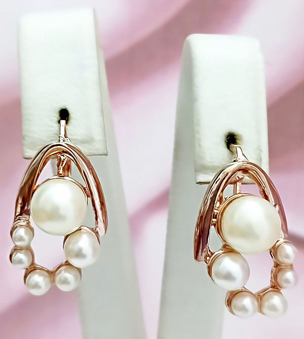 Сережки булатні з фіанітами (англійська застібка) Довжина сережки 3,5 см Ширина 8 мм