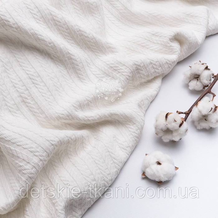 Бавовняне полотно "косичка" колір білий, ширина 230 см