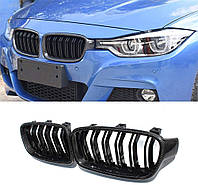 Решетка ноздри BMW (БМВ) 3 series (F30, F31) 2012-2019 Карбон 2 ребра