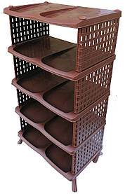 Етажерка пластикова для взуття на 5 ярусів Бамбук коричнева (Elif Plastik) 46.5*31*88 см