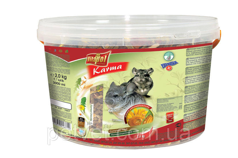 Корм для шиншил повнораціонний Vitapol, 3 л. відро 2 кг.