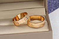 Обручальное кольцо Xuping Jewelry граненый рисунок греческий узор 6 мм р 16 золотистое