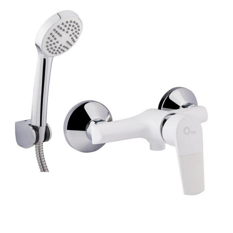 Одинважільний змішувач латунний для душу колір білий Q-tap Polaris WHI 010, фото 1