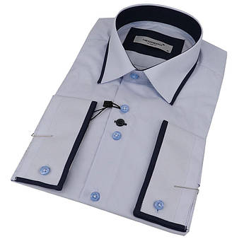 Однотонна блакитна сорочка з оздобленням Negredo 1077-H C:02