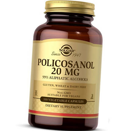 Поликозанол Solgar Policosanol 20 mg 100 veg caps, фото 3