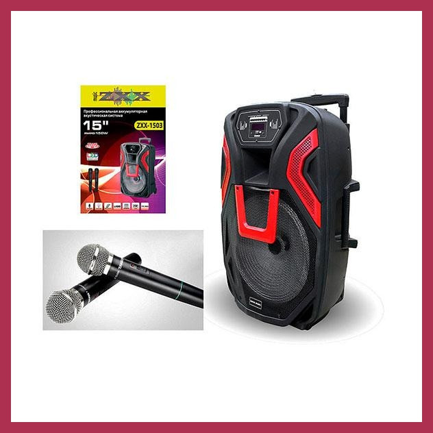 Акустична колонка з двома мікрофонами ZXX-1503 150 Вт 15 "(FM / USB / BT), фото 1