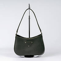 Сумочка темно зеленого цвета женская модная мини сумка багет на одно плечо зеленая сумка клатч кросс боди