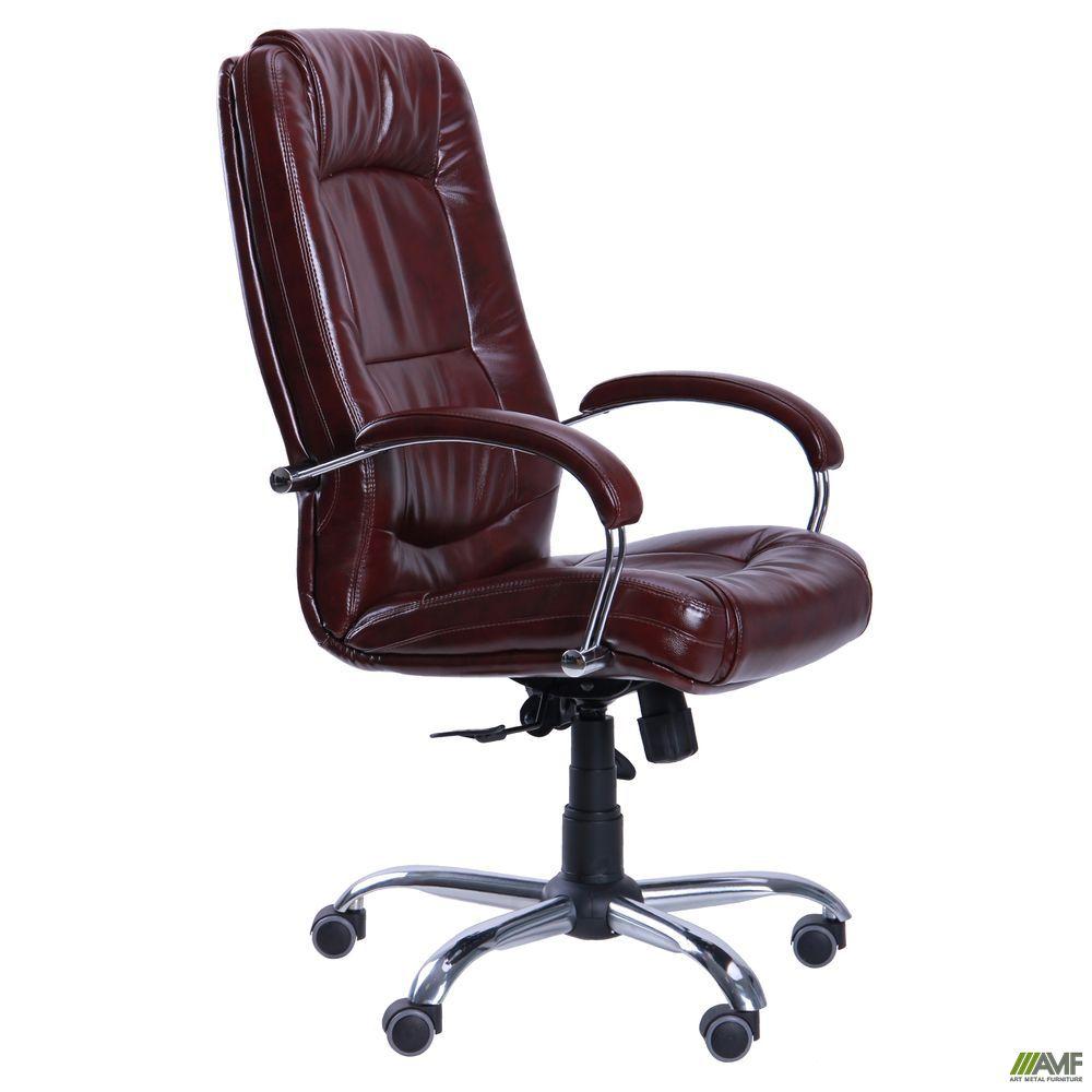 Офісне крісло керівника AMF Марсель хром коричневе, фото 1