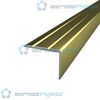 Алюминиевый порожек анодированный угловой 23,5х19 ПАС-1082 Золото 0,9 м декоративный порог для ступеней, углов