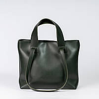 Строгая темно-зеленая женская сумка деловая модная на четыре ручки саквояж сумочка для ноутбука документов А4