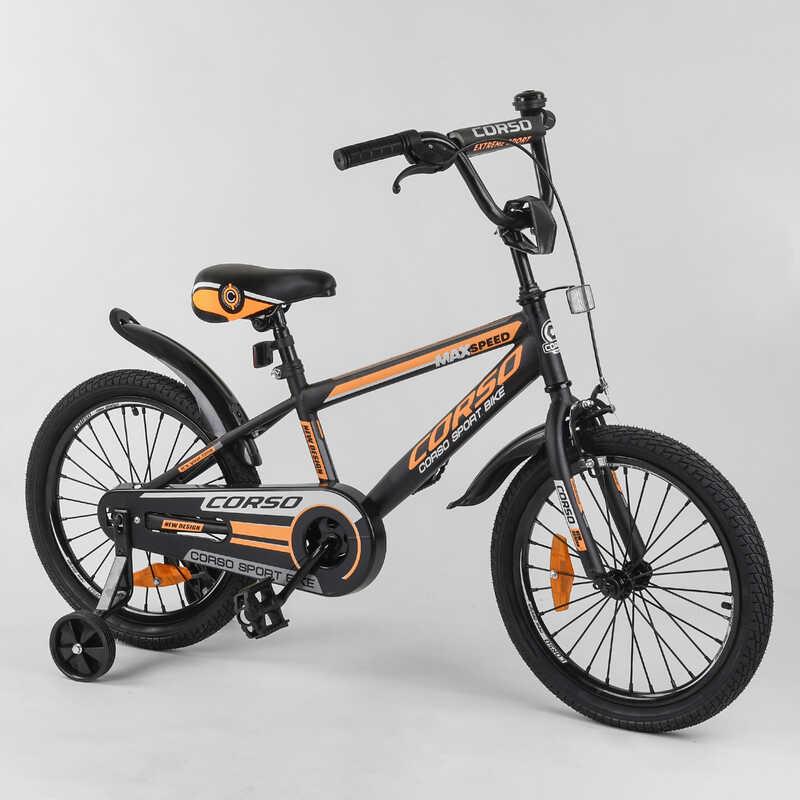 Велосипед дитячий 16 Corso MAX Speed ST-16908 посилений обод і спиця, чорно-помаранчевий