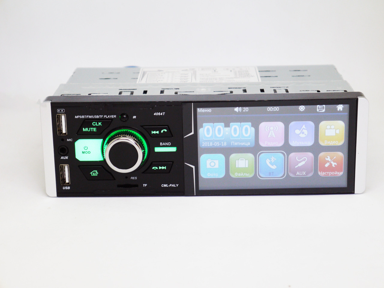 Автомагнітола Bluetooth Сенсорний екран RGB-підсвітка DIVX MP3 USB 4064 ISO