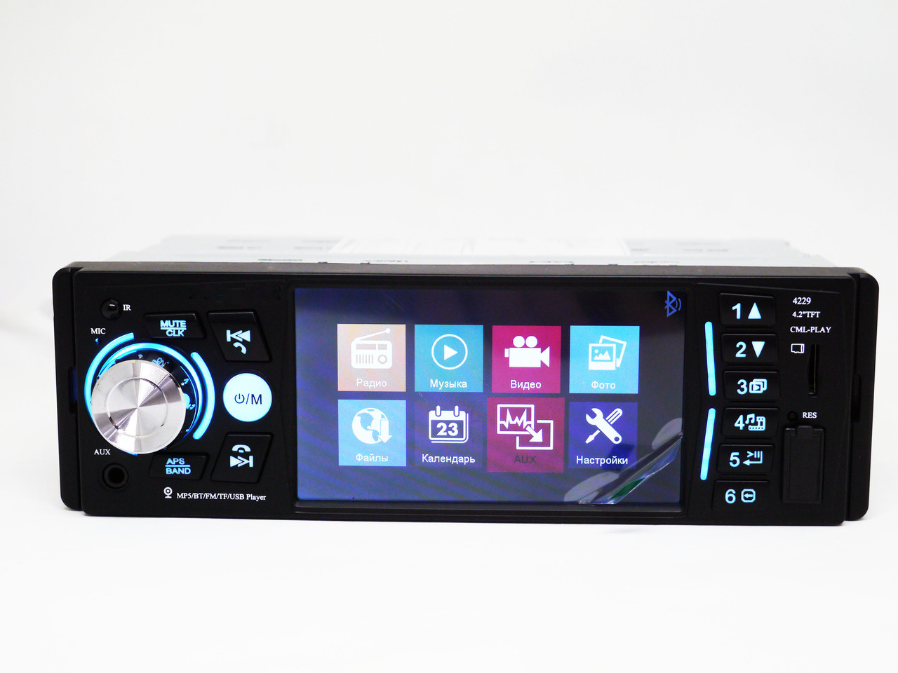 Автомагнітола з екраном 4.1 дюйма Блютуз Відеовхід DIVX MP3 USB SD Bluetooth 4229 ISO