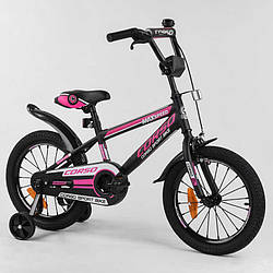 Велосипед дитячий 16 Corso MAX Speed ST-16864 посилений обод і спиця, чорно-рожевий