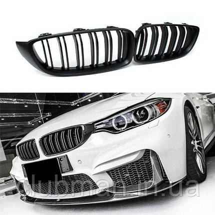 Решітка ноздрі BMW (БМВ) 4 series F32, F33, F36, F80, F82 (2013-2021) Матова 2 ребра, фото 1