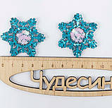 Патч шейкер декор серединка для шпильок і бантиків Сніжинка блакитна, набір 2 шт., фото 2