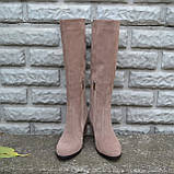 Замшеві чоботи на підборах, фото 2