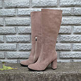 Замшеві чоботи на підборах, фото 3