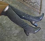 Замшеві ботфорти на підборах, фото 7