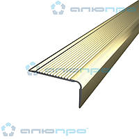 Алюминиевый порожек анодированный угловой 40х20 ПАС-1353 Золото 0,9 м декоративный порог для ступеней, углов